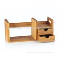 Bamboo Desk Organizer with 2 Drawers for Office/Home, Expandable and Adjustable Bookshelf